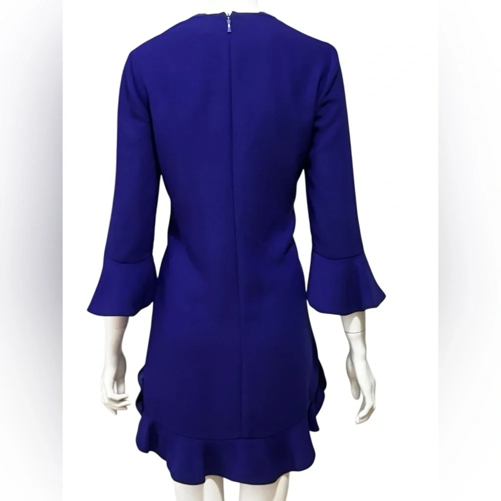 Kate Spade Womens Purple Shift Crepe Dress S 6 Ruffle Bell Sleeve Cocktail. L—10